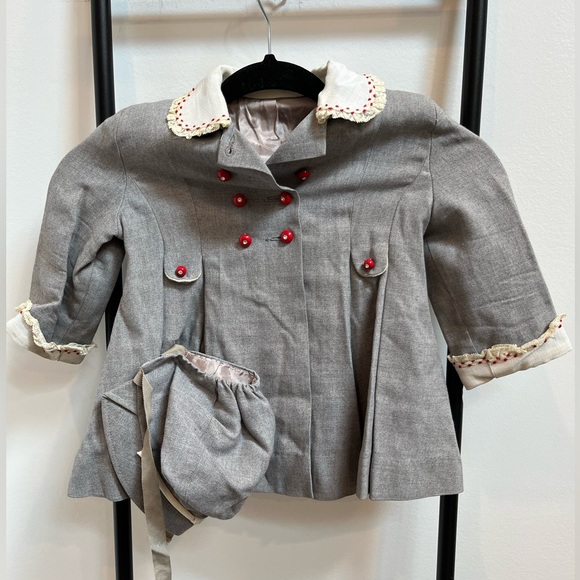 Vintage 1950 Little Miss Robin Gray Bundle Jacket and Bonnet Hat Toddler Girl - Picture 1 of 10